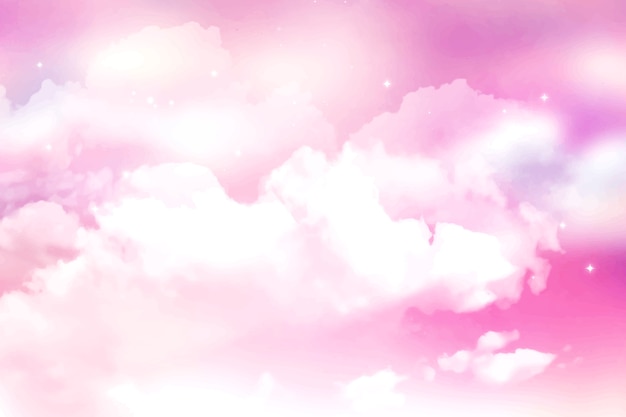 Aquarel suiker katoen wolken achtergrond