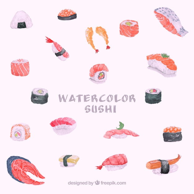 Aquarel sushi achtergrond