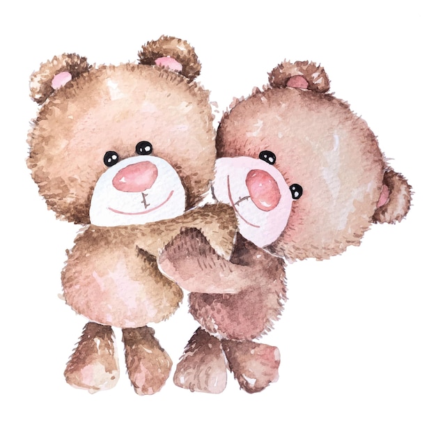 Aquarel teddybeer met de hand getekend Mooie teddybeer bruin speelgoed voor geschenken Cartoon beer