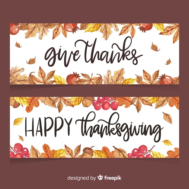 Aquarel thanksgiving day banner set