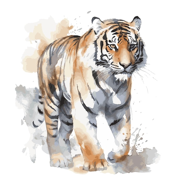 Vector aquarel tijger geïsoleerd op witte tijger vector tijger familie dieren in het wild