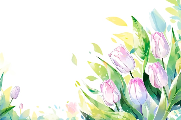 Aquarel tulp bloemen voor lente of zomervakantie