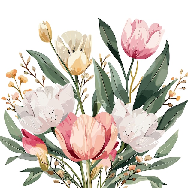 Aquarel Tulpen Bloemillustratie