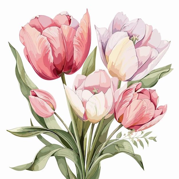 Aquarel Tulpen Bloemillustratie