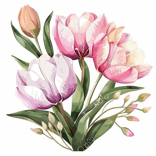 Aquarel Tulpen Bloemillustratie