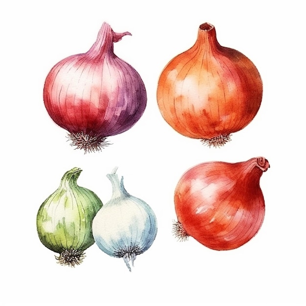 Aquarel Ui Vector Art 2023 Aquarel Uien Knoflook Kruidnagel Raap Patato