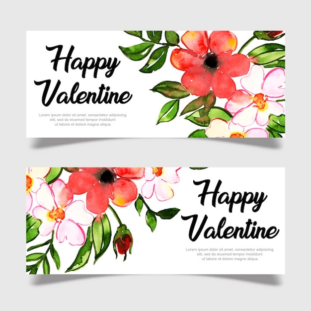 Aquarel Valentine Banner sjabloon