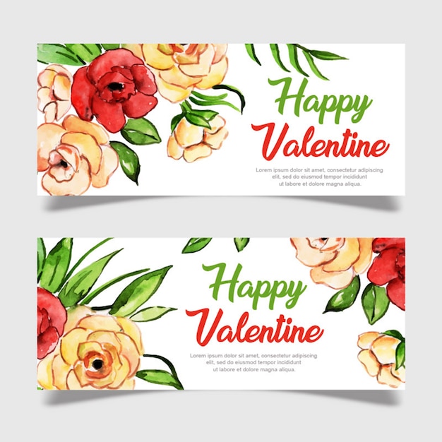 Aquarel Valentine Banner sjabloon