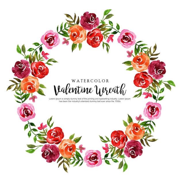 Aquarel valentine bloemen krans