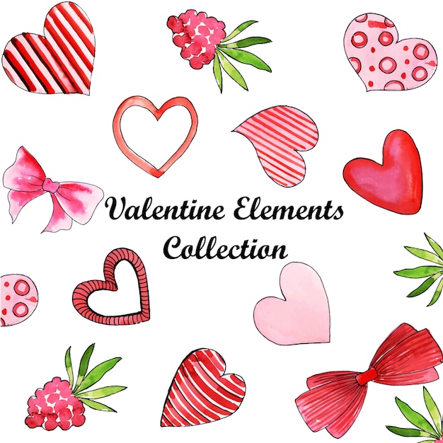 Aquarel Valentine elementen collectie