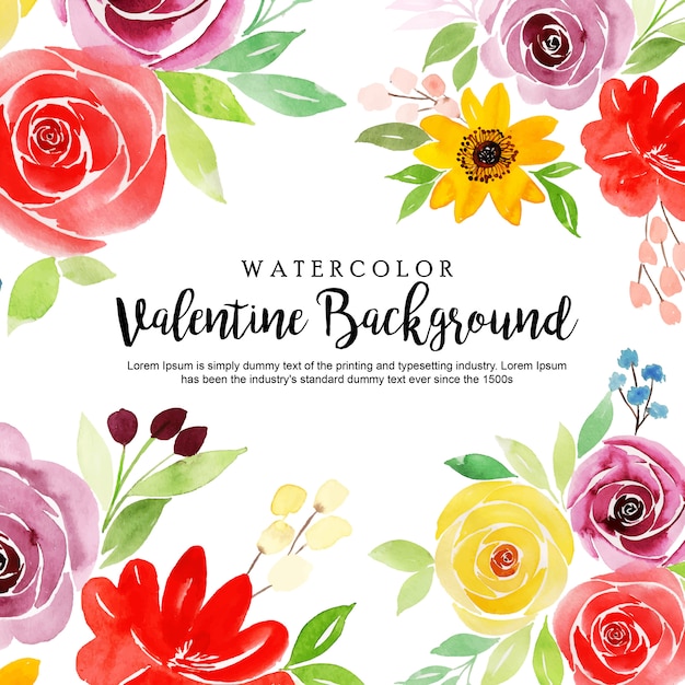 Aquarel Valentine Floral achtergrond