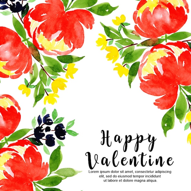 Aquarel Valentine Floral achtergrond