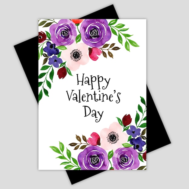 Aquarel valentine floral greeting card