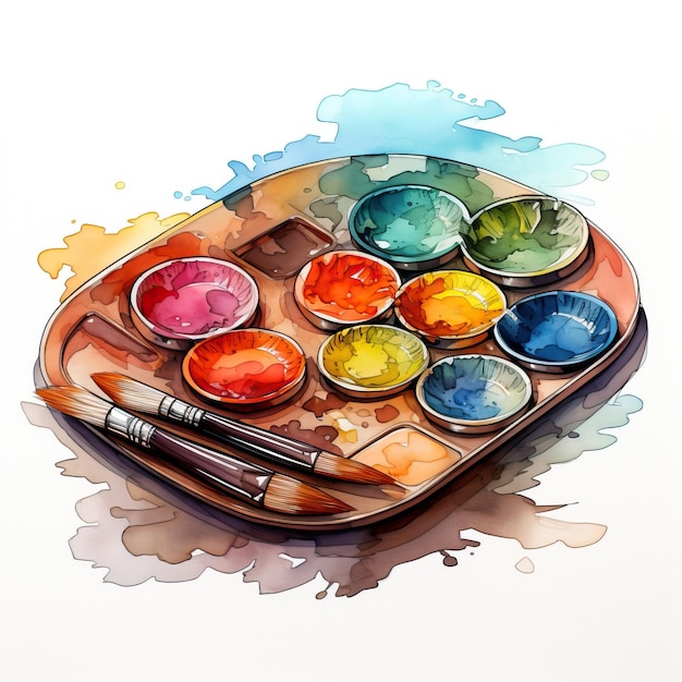 Vector aquarel vector artist palette vector op witte achtergrond