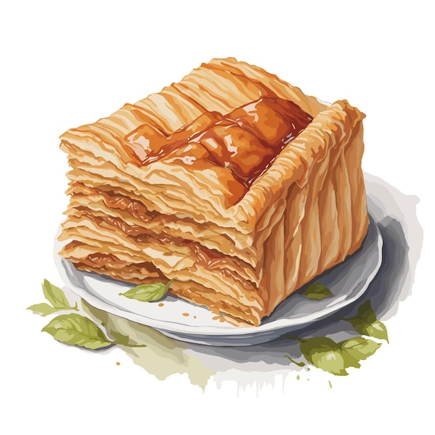 Aquarel vector Baklava gebak clipart bewerkbare witte achtergrond