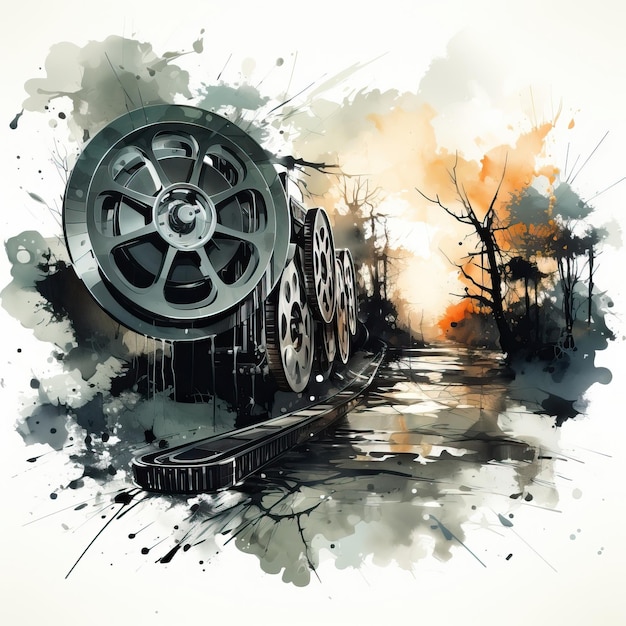 Aquarel Vector Film Noir Design op witte achtergrond