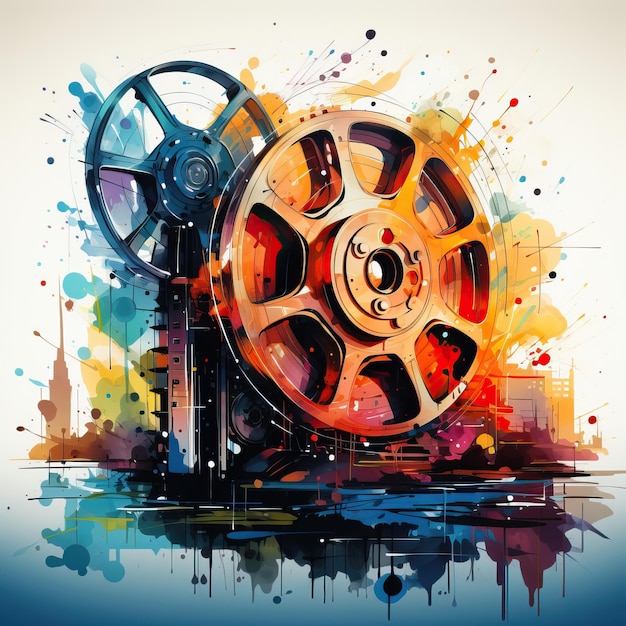 Vector aquarel vector film reel vector op witte achtergrond