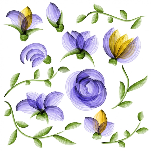 Aquarel vector floral elementen