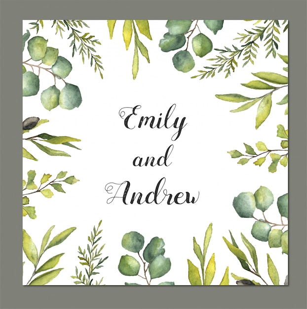 Aquarel vector groen frame ontwerp