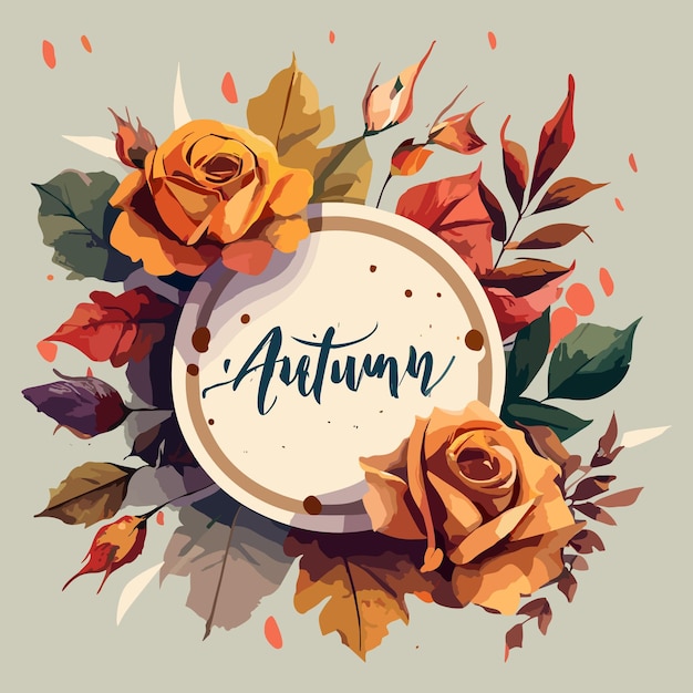 Aquarel vector herfst banner met rozen en bladeren geïsoleerd op een witte achtergrond