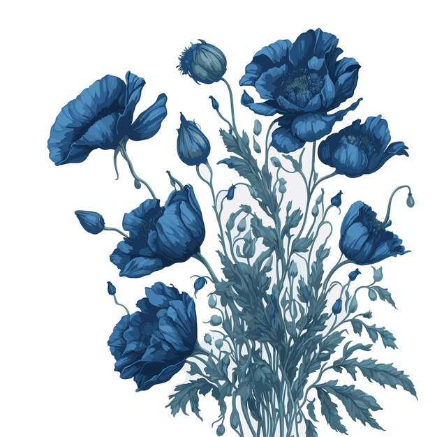 Aquarel Vector Himalaya blauwe papaver Clipart bloemenboeket bewerkbaar