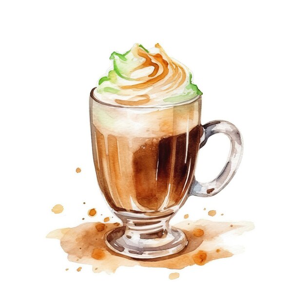 Vector aquarel vector ierse koffie op witte achtergrond