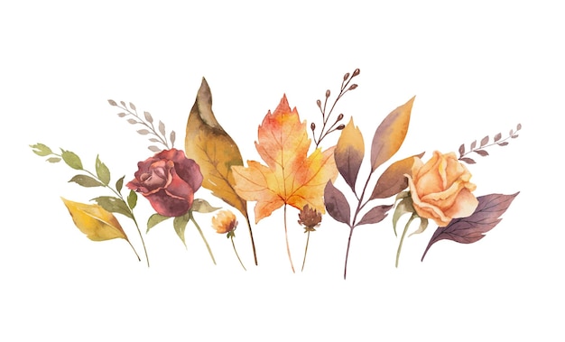 Aquarel vector kaart met herfstbladeren en takken