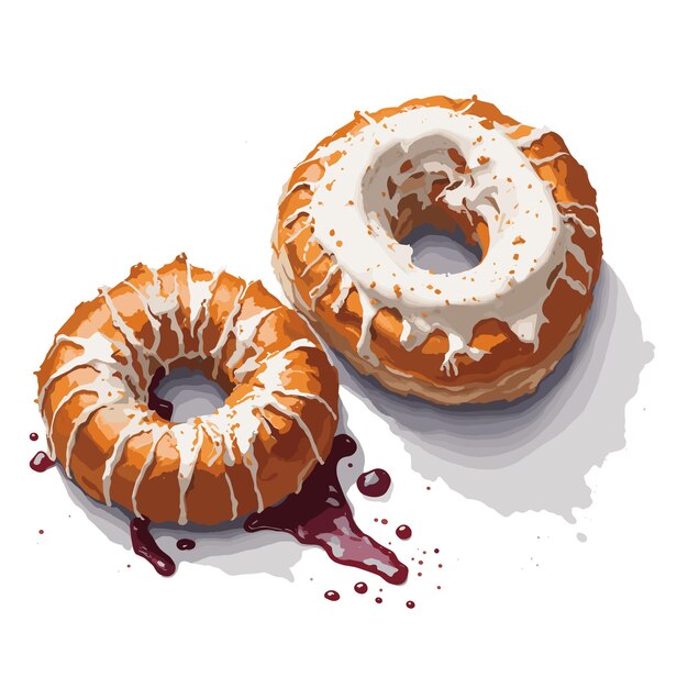 Aquarel vector Malasada gebak clipart bewerkbare witte achtergrond