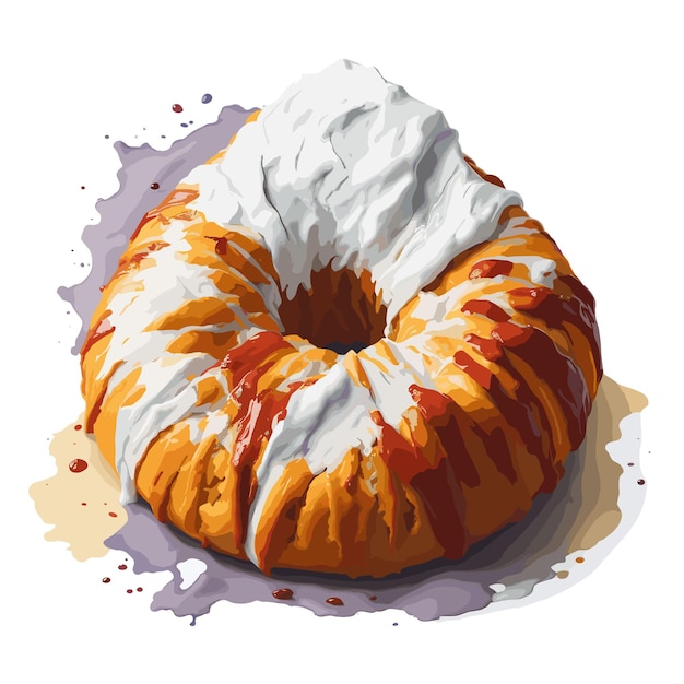 Aquarel vector Malasada gebak clipart bewerkbare witte achtergrond