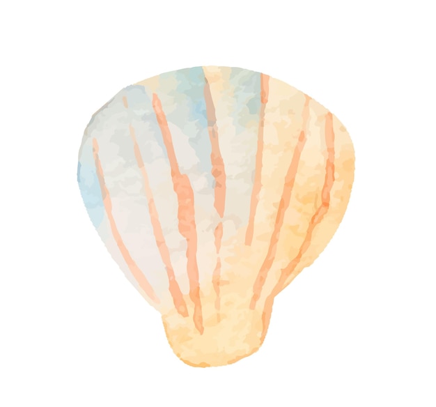 Aquarel vector zee set zeester schelpen conch onderwater hand tekenen zomer clipart