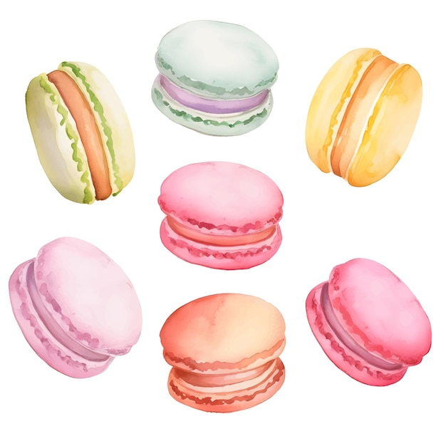 Aquarel voedsel schilderij macaron illustraties