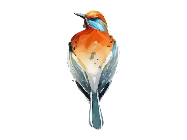 Aquarel vogel en mus vectorillustratie Realistische hand getekend schilderij
