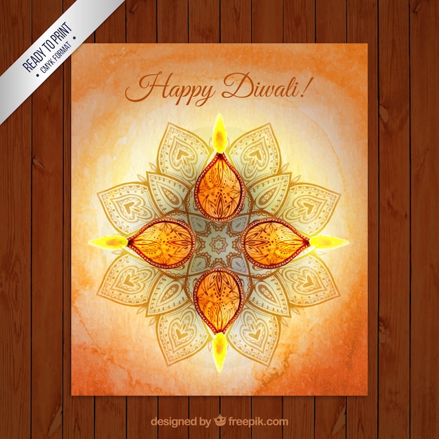 Aquarel wenskaart voor diwali