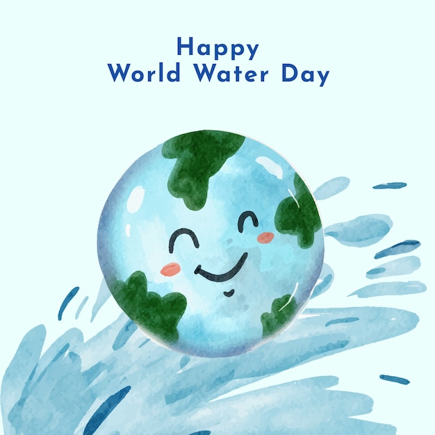 Vector aquarel wereld water dag illustratie