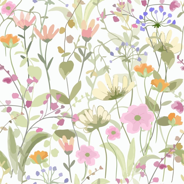 Aquarel wild bloemen naadloos patroon