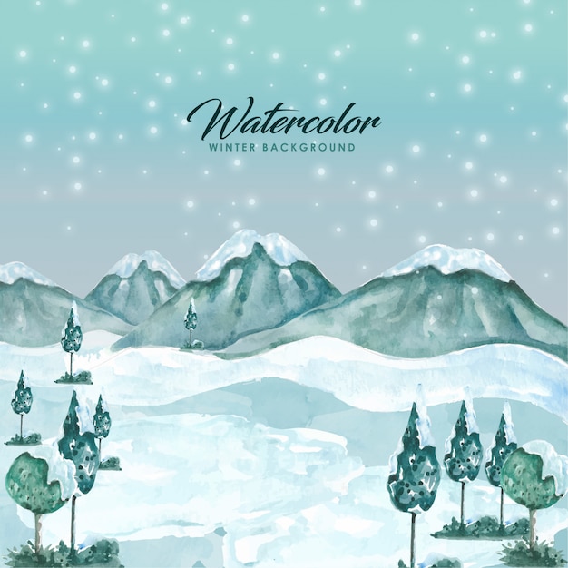 Aquarel winter landcape achtergrond