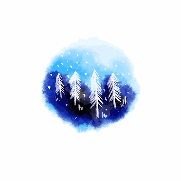 Aquarel winterverf. vectorillustratie van hand getrokken seizoensgebonden modern concept met kerstboom.