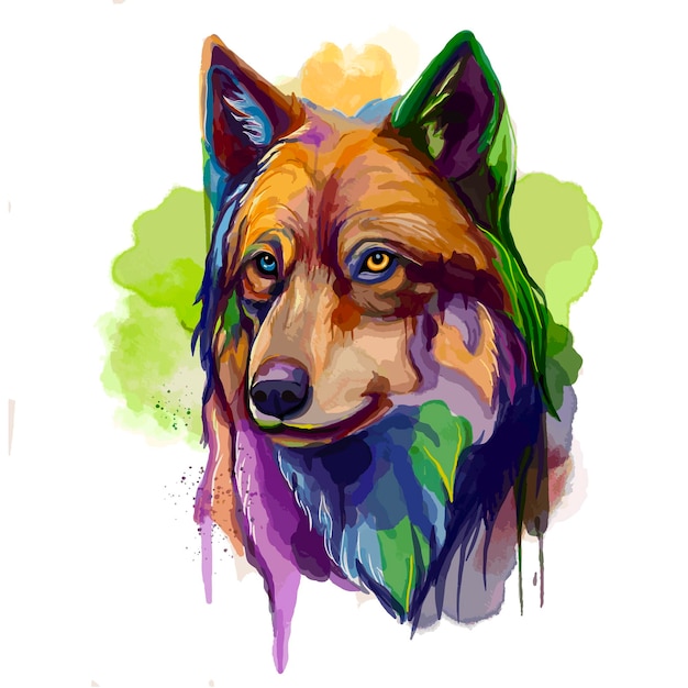 Vector aquarel wolf vectorillustratie