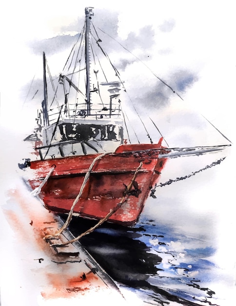 aquarel zee oceaan jacht zeilboot abstracte achtergrond