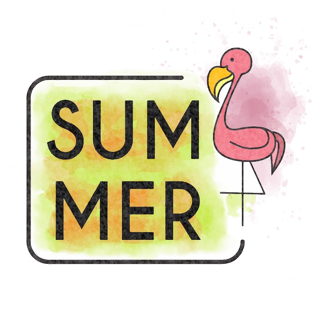 Aquarel zomer belettering met flamingo