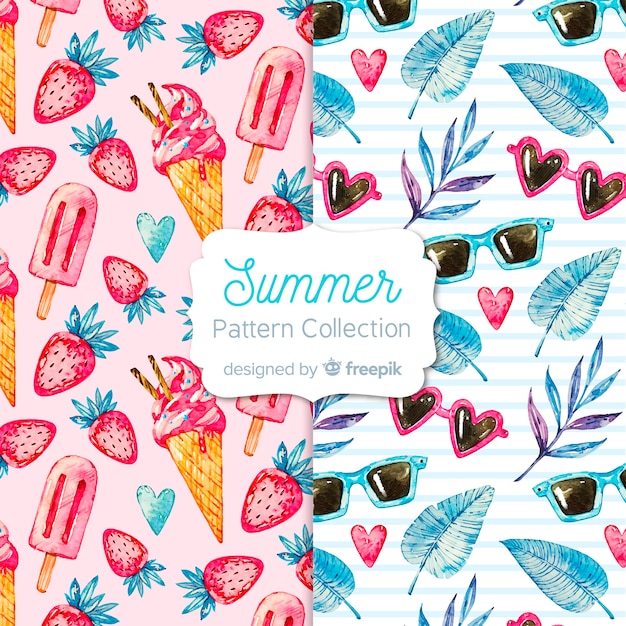 Aquarel zomer patroon collectie