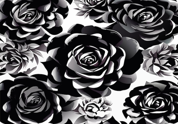 aquarel zwarte roos patroon achtergrond