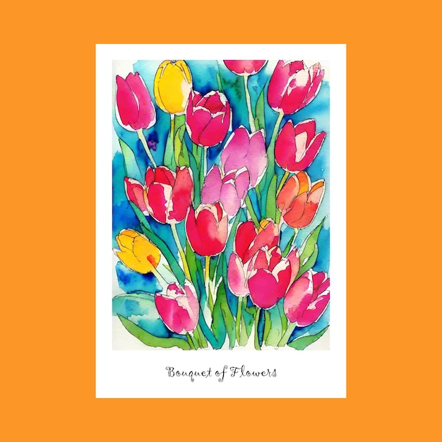 Vector aquarelboeket van tulpenbloemen