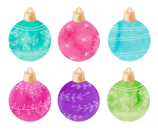 Vector aquarelset met kerstversiering