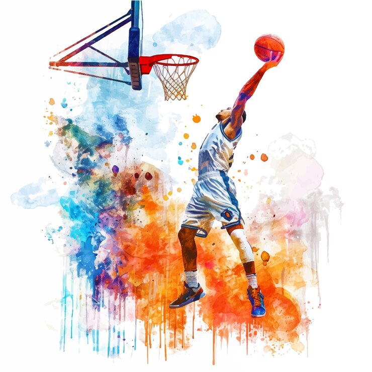 Vector aquarelverf van een basketbalspeler