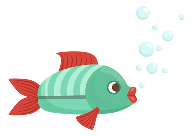 Vector aquarium fish exotic ocean animal green character