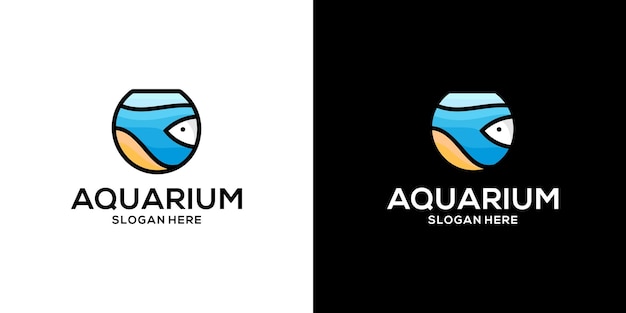 Modello di progettazione del logo di pesci d'acquario