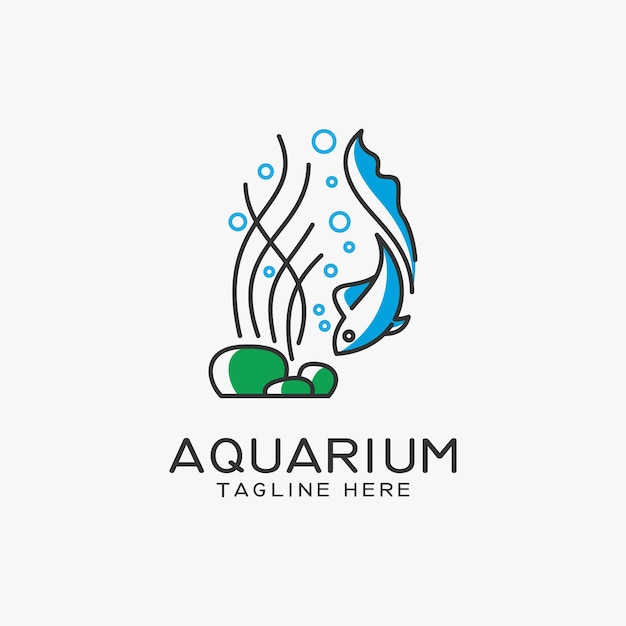 Aquarium and fish logo design