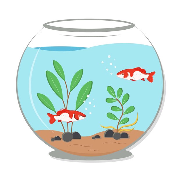 Vector aquarium jar in flat design