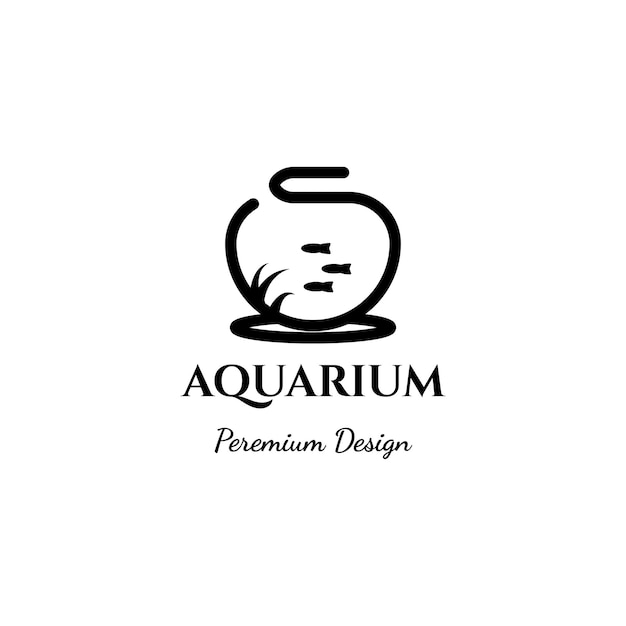 Acquario line art logo illustrazione vettoriale icona minimalista design